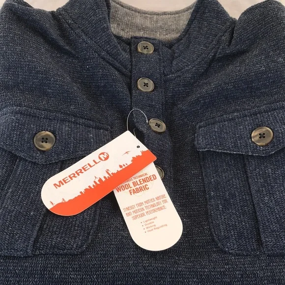 MERRELL Manipouri Pullover, color Ink, size M. Wool blended fabric. NWT!